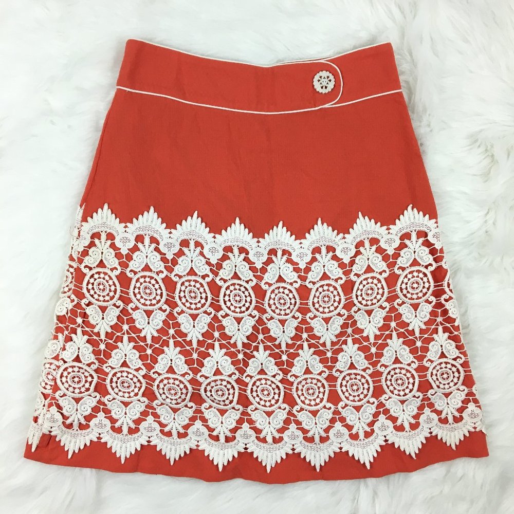 Floreat Anthropologie Orange White Skirt